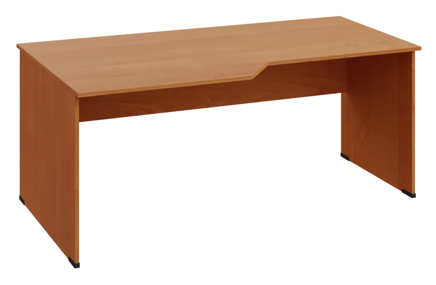 EZL 18 - 188 stůl kancelářský, rohový, levý, dřevěná podnož, deska 18 mm, široký 1800 mm, olše jantar